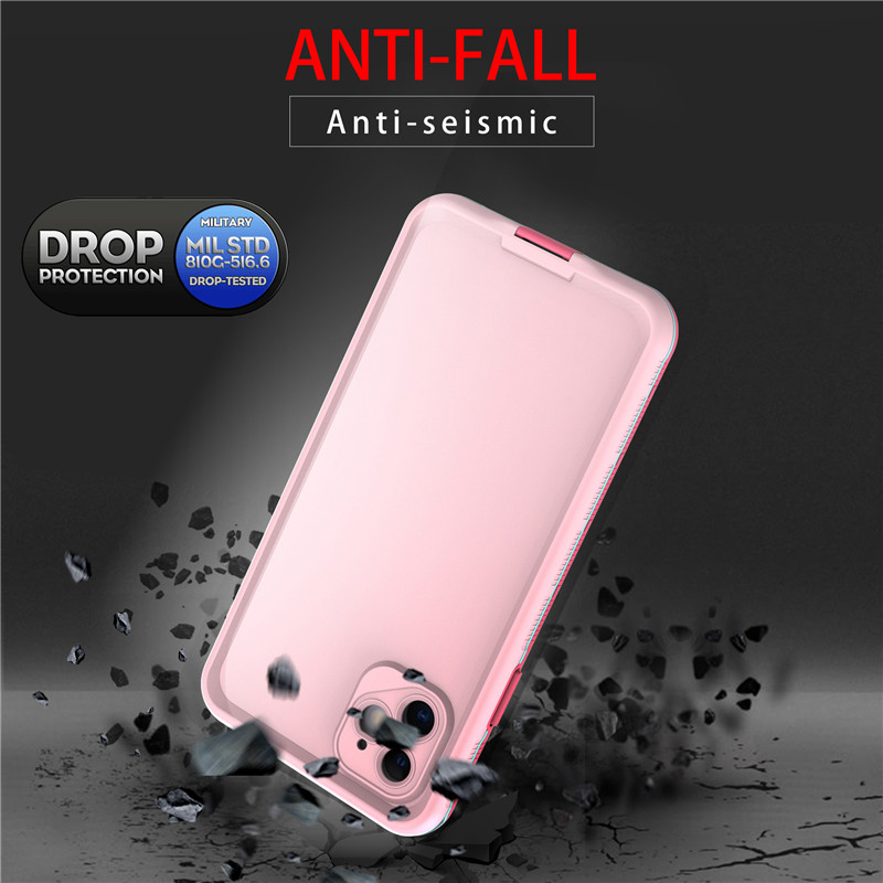Vodní rezistentní mobilní telefon případ vodě odolný iphone případ nejlépe vodotěsný případ pro iphone 11 (růžové) s pevnou barvou zadní kryt