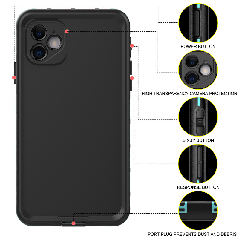 životní neprůstřelný telefon případ iphone 11 nejlepší vodotěsný pytel pro iphone 11 plavací telefon případ (modrá) s pevnou barvou zadní kryt
