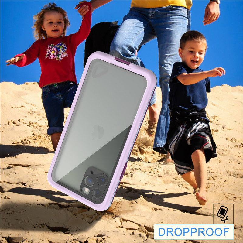 Nejlepší vodotěsný mobilní telefon případ vodotěsný telefon voděodolný chránič telefonu pro iphone 11 pro (purpur) s transparentní zadní kryt