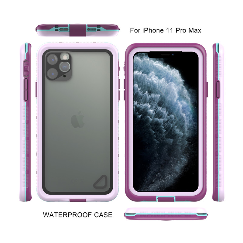 Vodotěsná kapsa telefonu nejlepší levný vodotěsný iphone 11 pro max případ nesmrtelný vodotěsný iphone případ (purpur) s transparentní zadní kryt