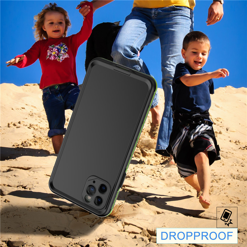 Top wawterfreery iphone cases iphone 11 pro max voděodolné buňky pouzdro (black) s pevnou barvou back cover