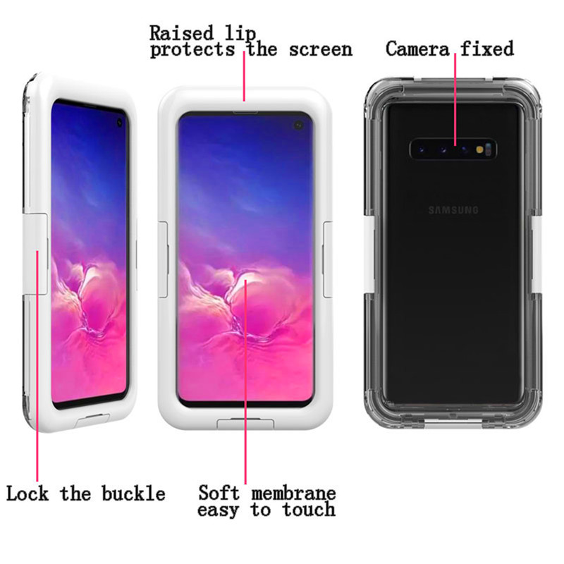 Telefonní kufry s vodou v nich telefon ochránce vody životní případ pro Samsung S10 (White)